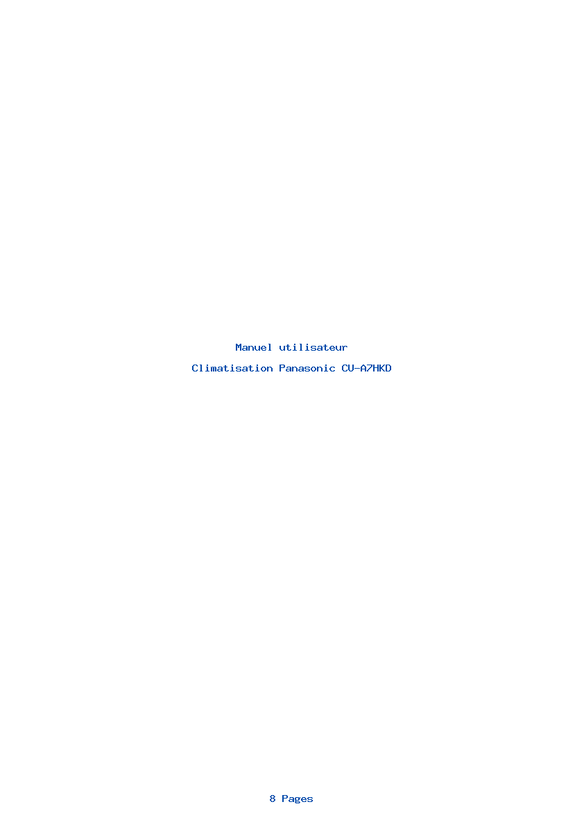 Page 1 de la notice Manuel utilisateur Panasonic CU-A7HKD