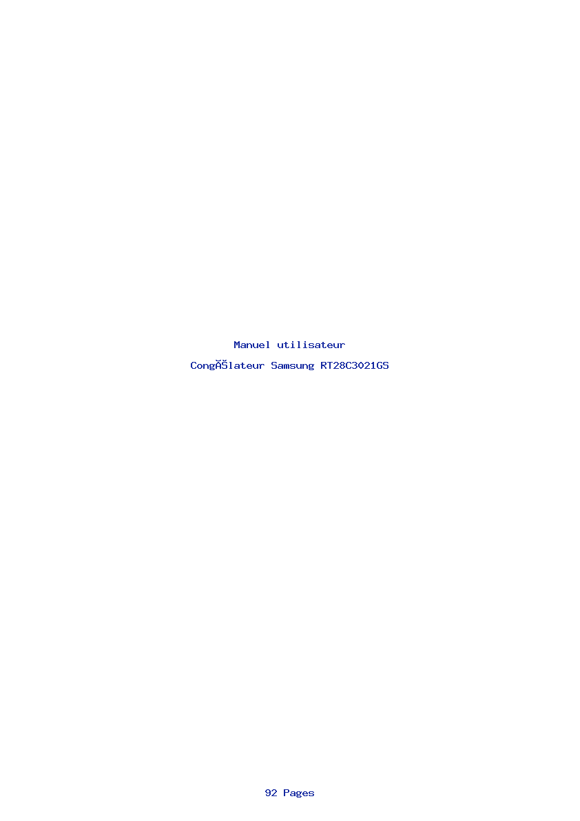 Page 1 de la notice Manuel utilisateur Samsung RT28C3021GS