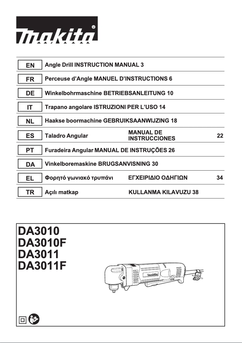 Page 1 de la notice Manuel utilisateur Makita DA3010