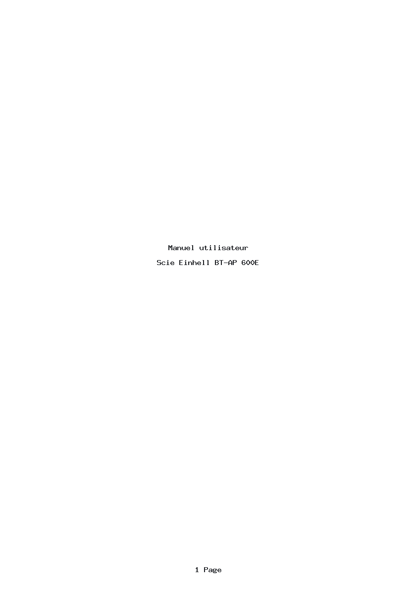 Page 1 de la notice Manuel utilisateur Einhell BT-AP 600E