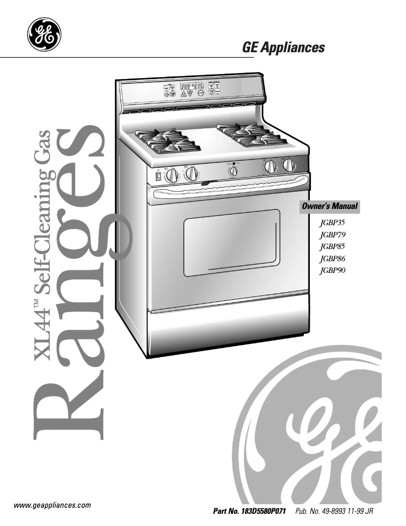 Page 1 of the manual Use and Maintenance Manual GE Profile Spectra JGBP79CEACC