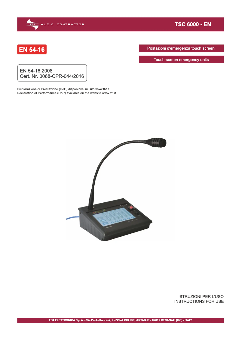 Page 1 de la notice Manuel utilisateur FBT TSC 6000