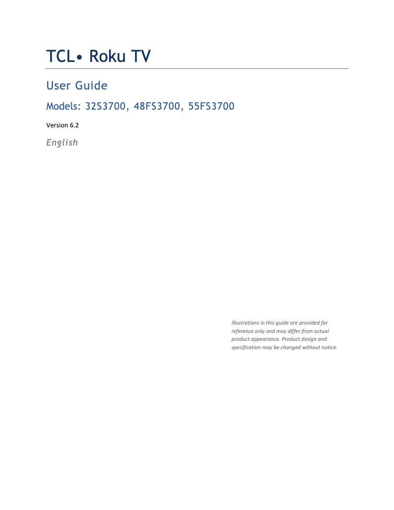 Page 1 de la notice Manuel utilisateur TCL Roku 55FS3700