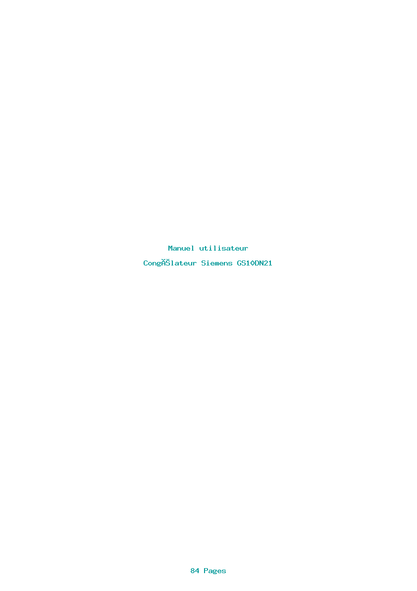 Page 1 de la notice Manuel utilisateur Siemens GS10DN21