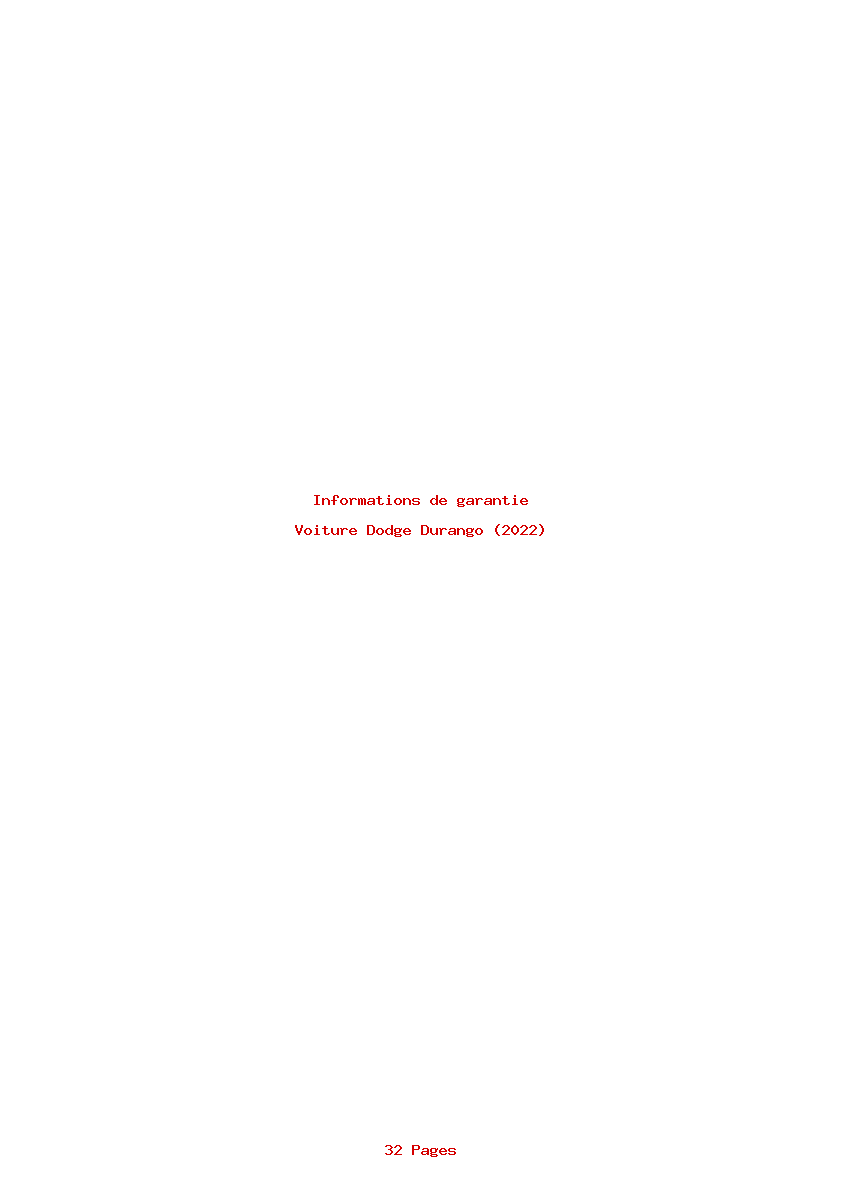 Page 1 de la notice Informations de garantie Dodge Durango (2022)