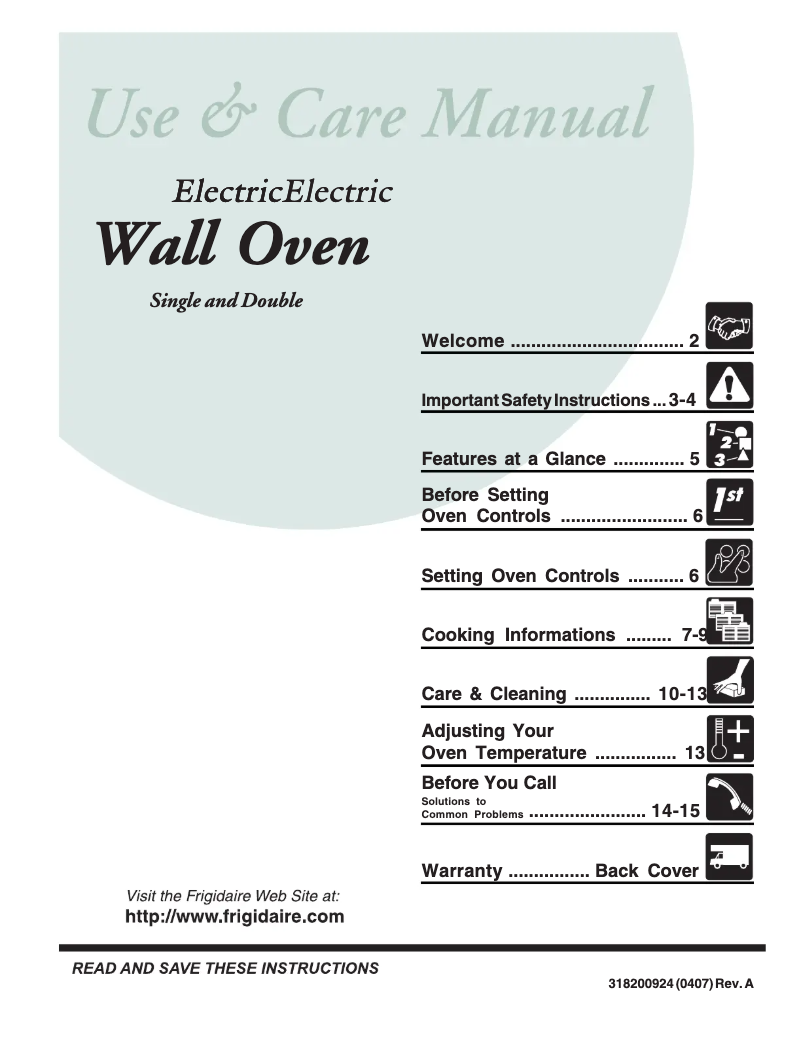 Page 1 de la notice Manuel utilisateur Frigidaire FEB27T7DC