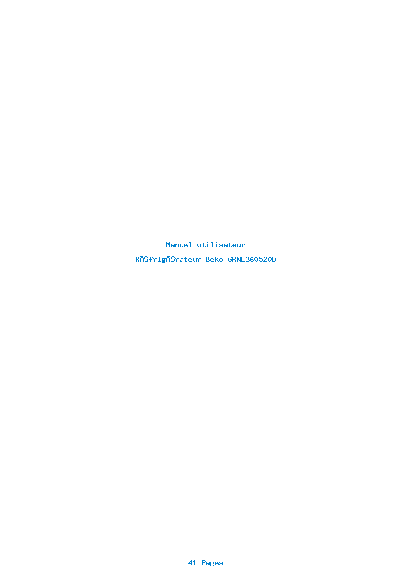 Page 1 de la notice Manuel utilisateur Beko GRNE360520D