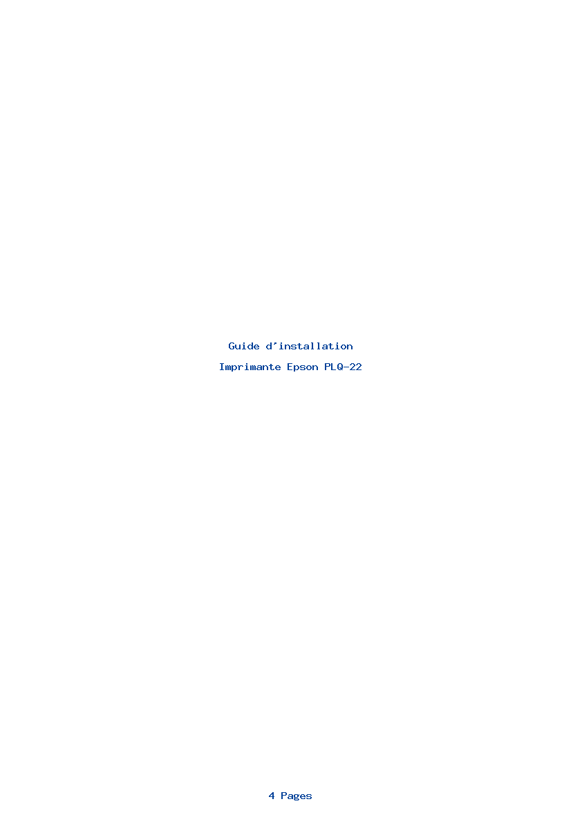 Page 1 de la notice Guide d'installation Epson PLQ-22