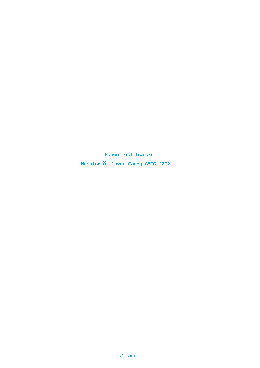 Page 1 de la notice Manuel utilisateur Candy CSTG 27T2-11