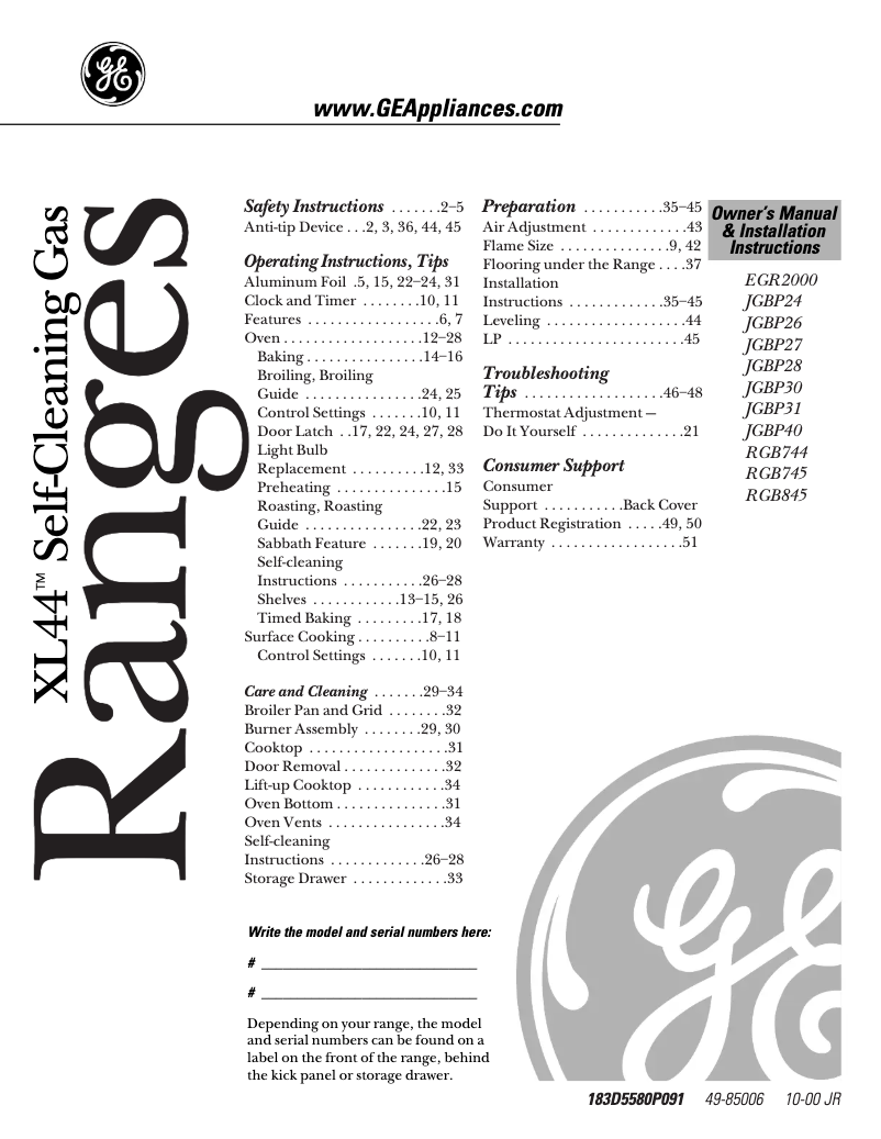 Página 1 del manual Guía de instalación Hotpoint RGB744BEAWH