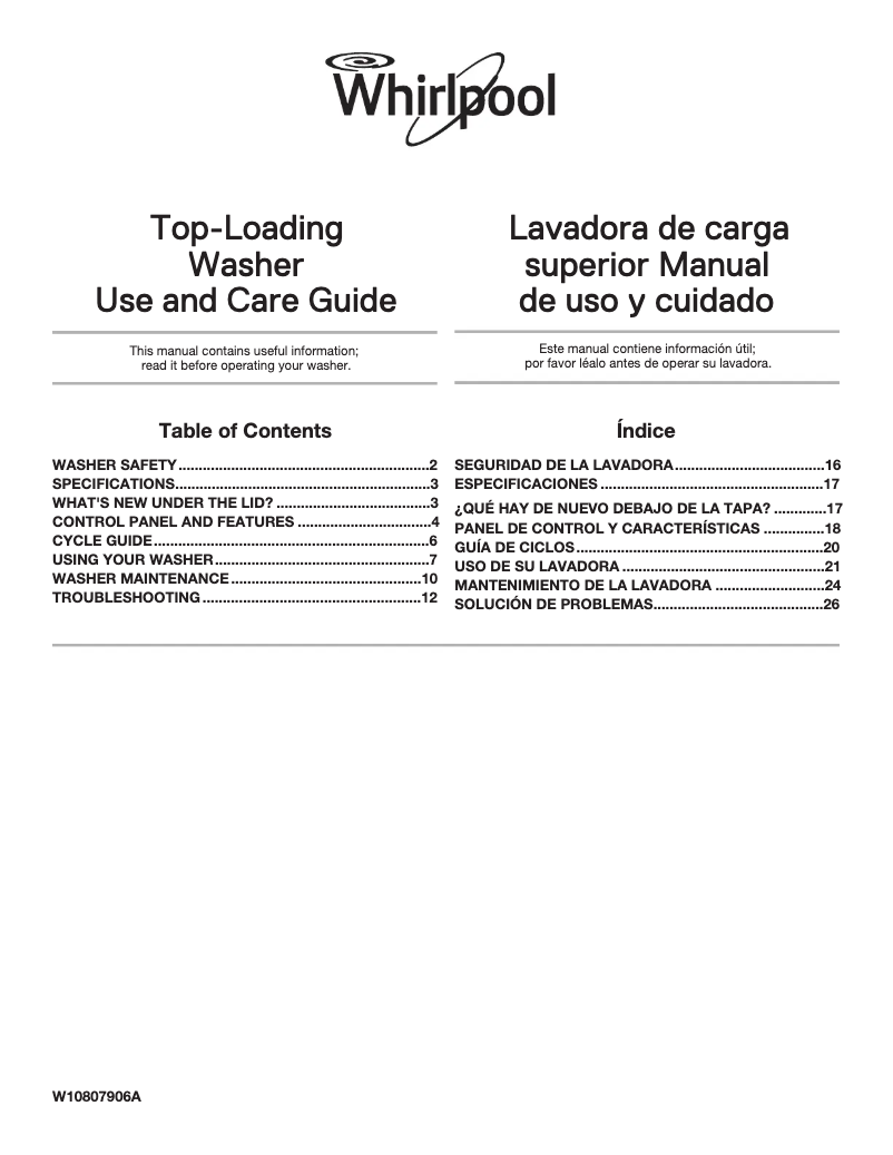 Página 1 del manual Manual de usuario Whirlpool 7MWTW1805EM