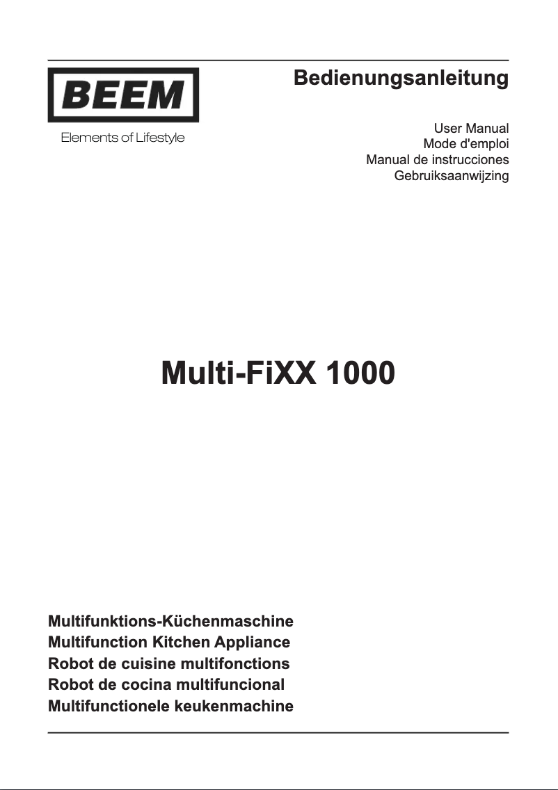 Page 1 de la notice Manuel utilisateur BEEM Multi-FiXX 1000