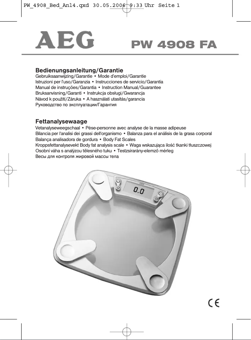 Page 1 de la notice Manuel utilisateur AEG PW 4908 FA