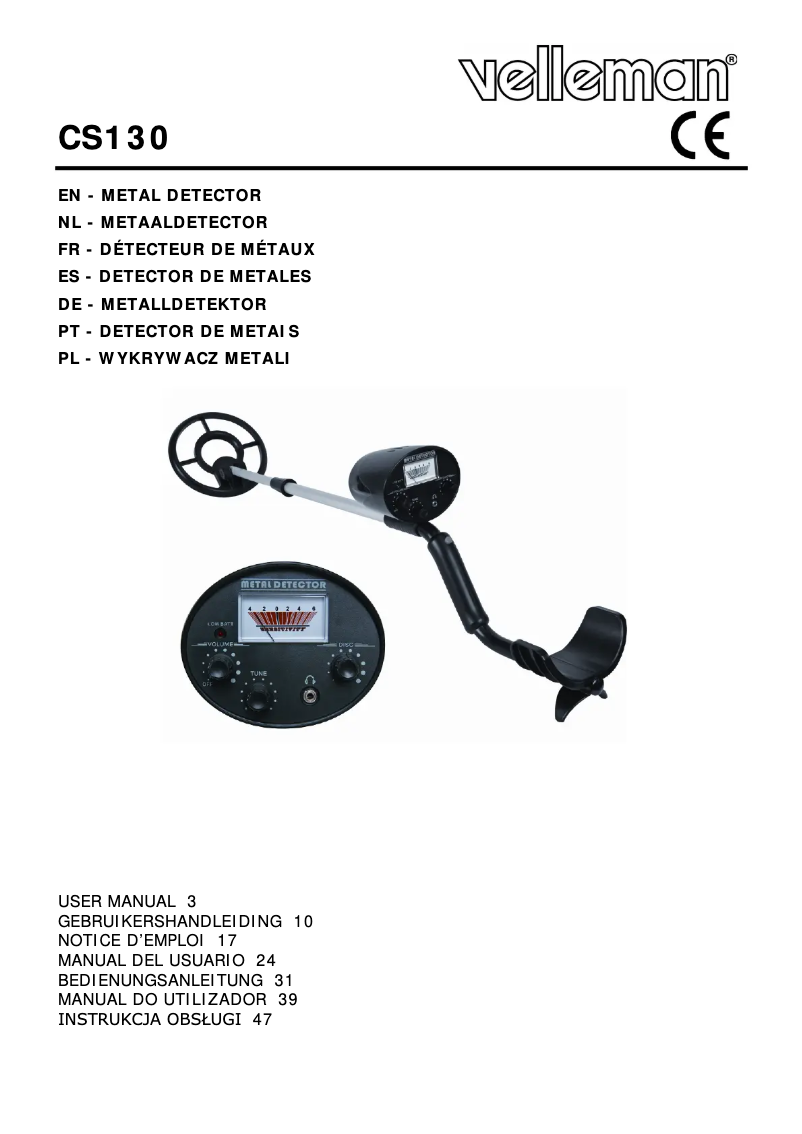 Página 1 del manual Manual de usuario Velleman CS130