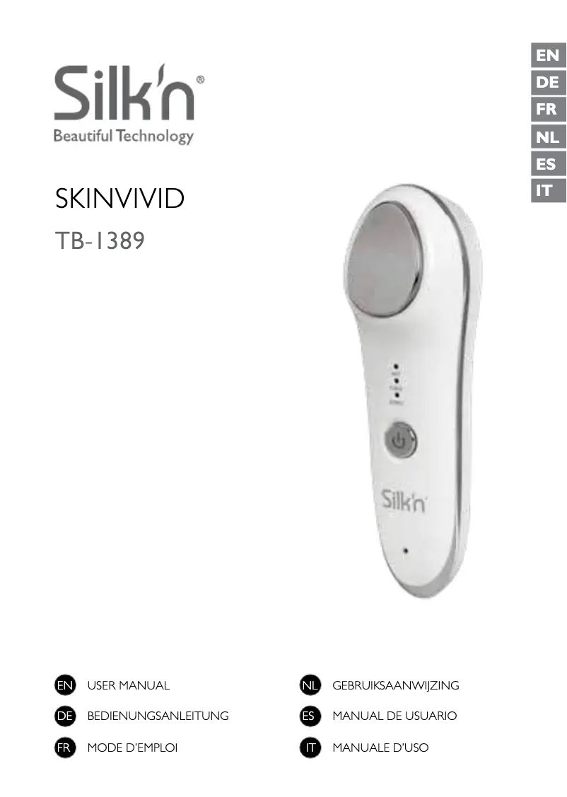 Page 1 de la notice Manuel utilisateur Silk'n SkinVivid TB-1389