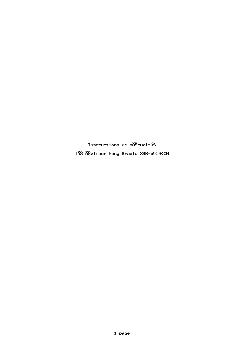 Page 1 de la notice Instructions de sécurité Sony Bravia XBR-55X90CH