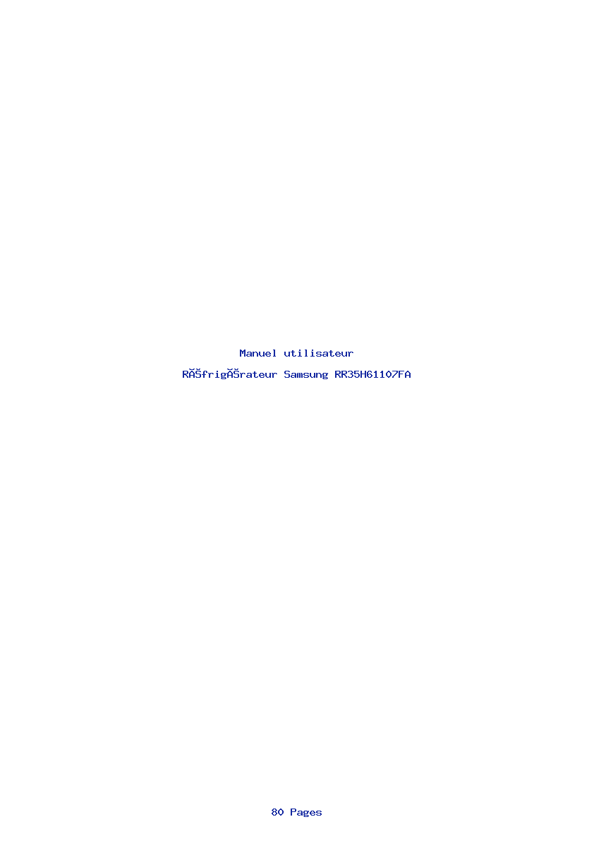 Page 1 de la notice Manuel utilisateur Samsung RR35H61107FA
