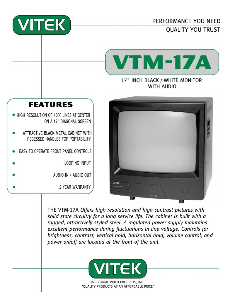 Página 1 del manual Manual de usuario Vitek VTM-17A