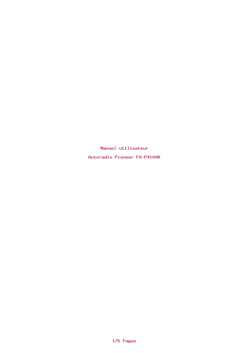 Page 1 de la notice Manuel utilisateur Pioneer FH-P4100R