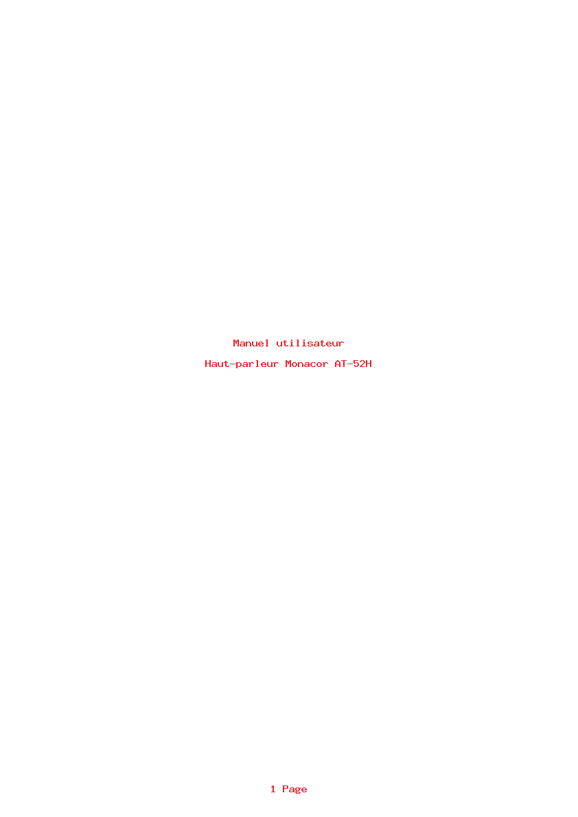 Page 1 de la notice Manuel utilisateur Monacor AT-52H