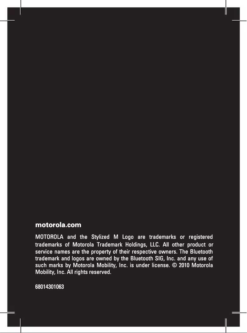 Page 1 de la notice Manuel utilisateur Motorola HZ800