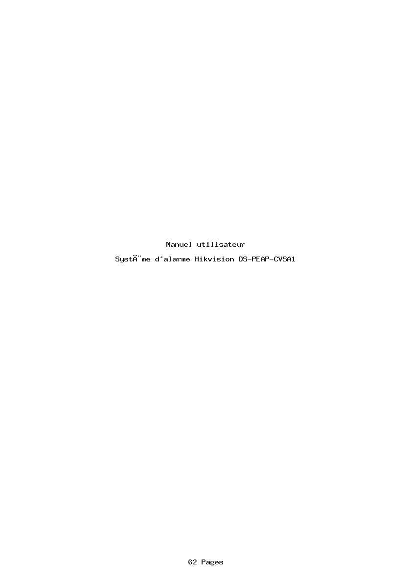 Page 1 de la notice Manuel utilisateur Hikvision DS-PEAP-CVSA1