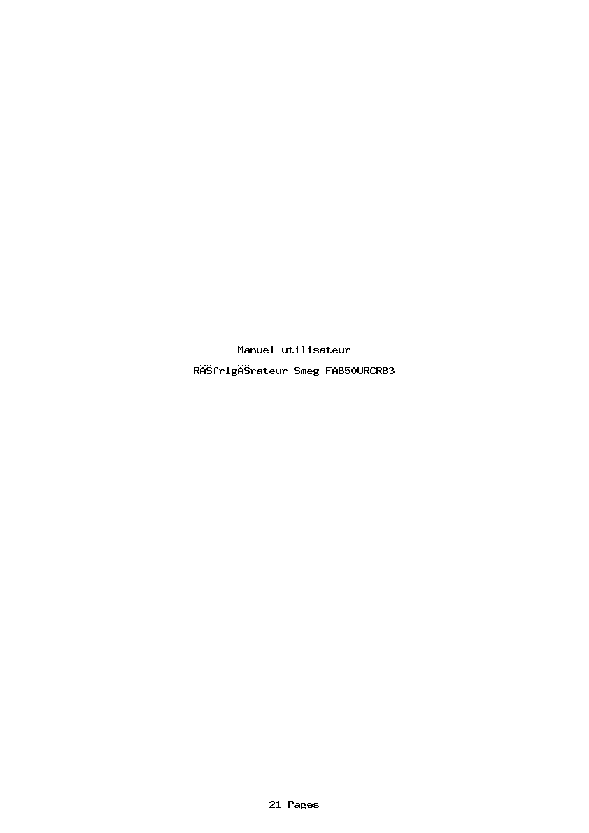 Page 1 de la notice Manuel utilisateur Smeg FAB50URCRB3