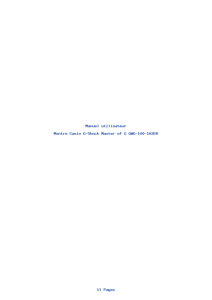 Page 1 de la notice Manuel utilisateur Casio G-Shock Master of G GWG-100-1A3ER