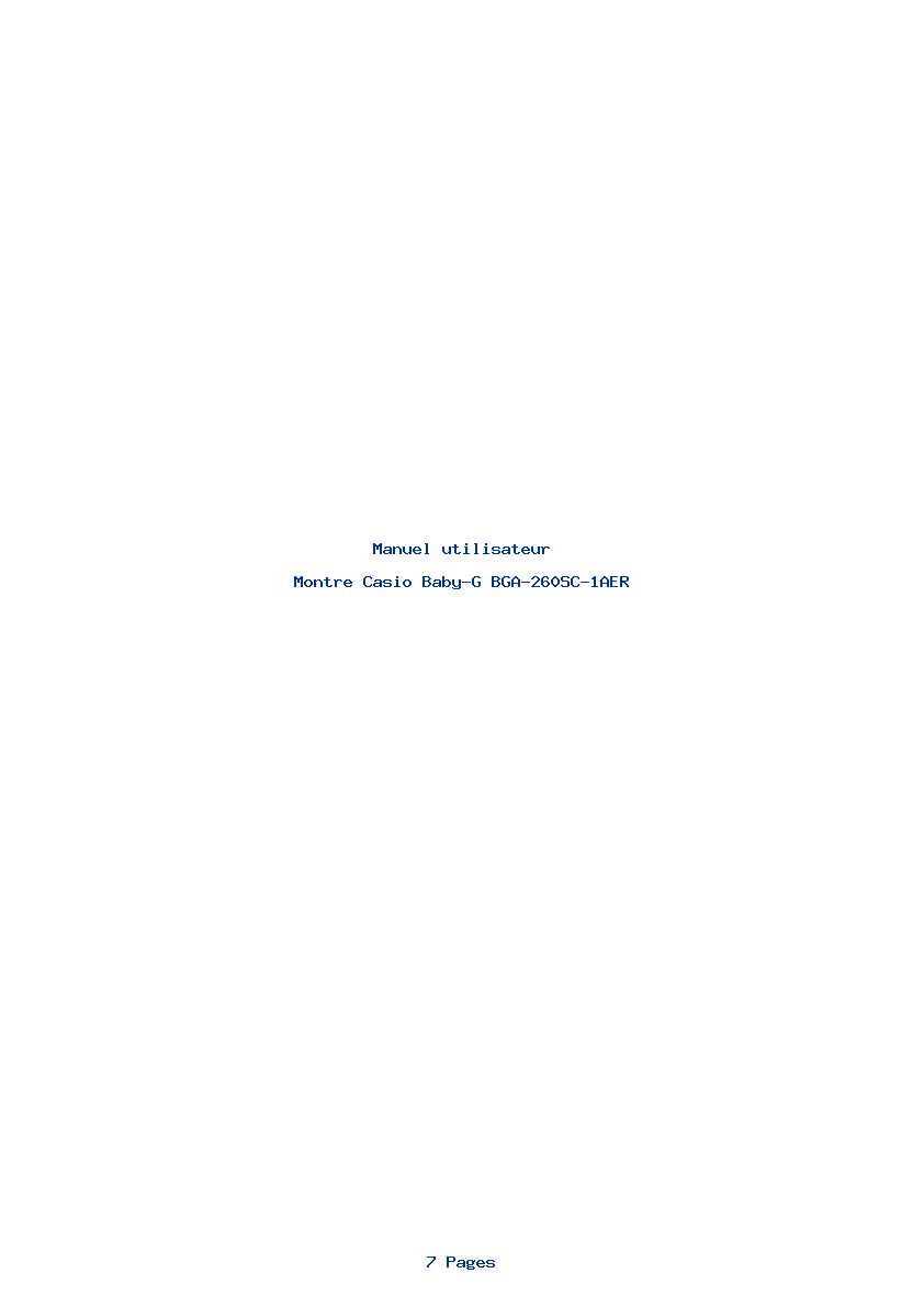 Page 1 de la notice Manuel utilisateur Casio Baby-G BGA-260SC-1AER