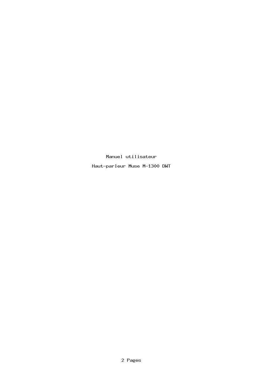 Page 1 de la notice Manuel utilisateur Muse M-1300 DWT