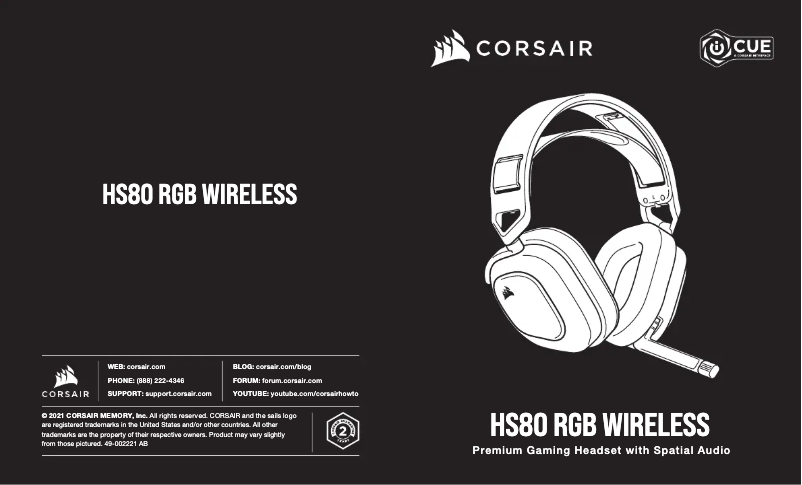Page 1 de la notice Manuel utilisateur Corsair HS80 RGB Wireless
