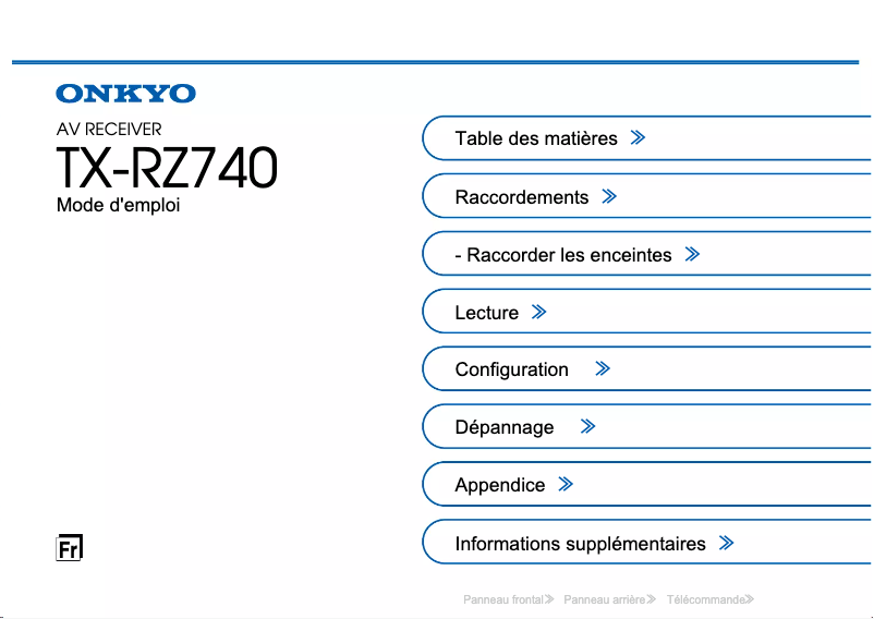 Page 1 de la notice Manuel utilisateur Onkyo TX-RZ740
