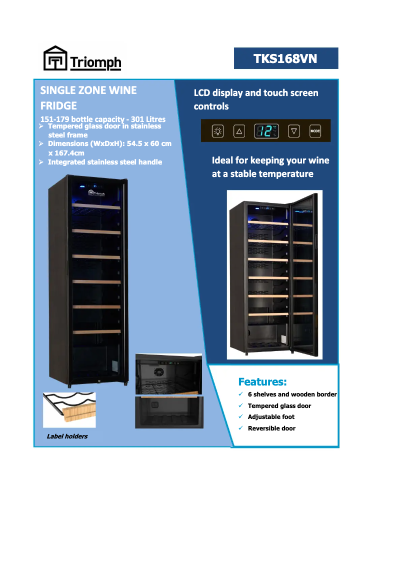 Página 1 del manual Ficha técnica Triomph TKS168VN