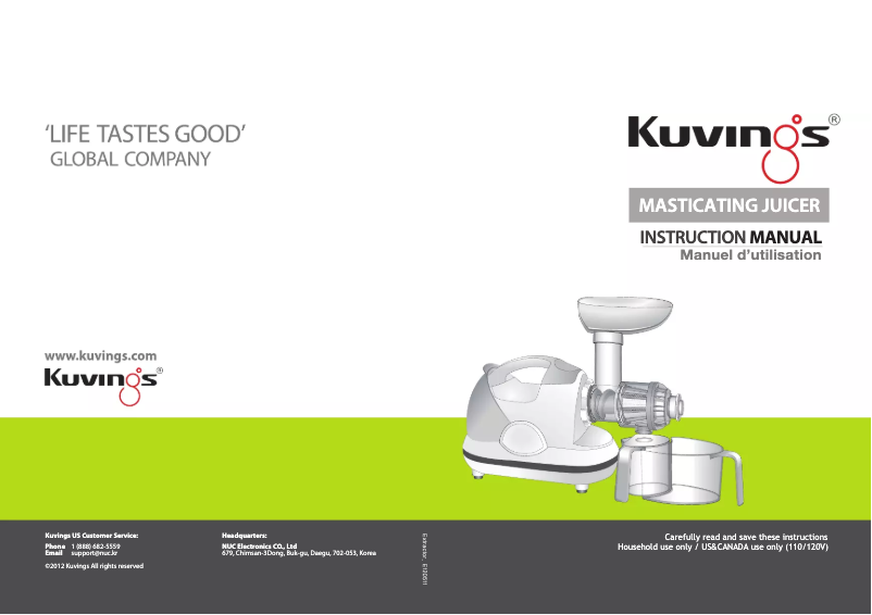 Página 1 del manual Manual de usuario Kuvings NJE-3580U