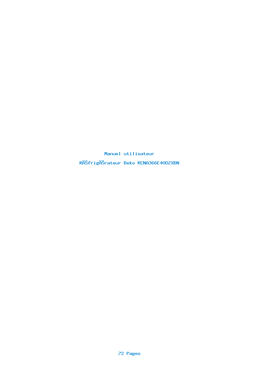 Page 1 de la notice Manuel utilisateur Beko RCNA366E40DZXBN