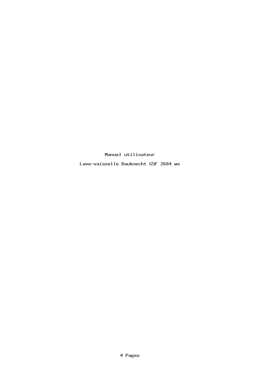 Page 1 de la notice Manuel utilisateur Bauknecht GSF 2684 ws