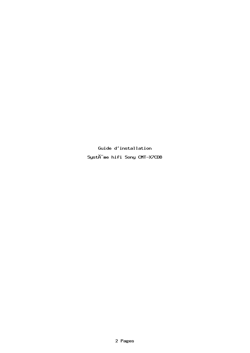 Page 1 de la notice Guide d'installation Sony CMT-X7CDB