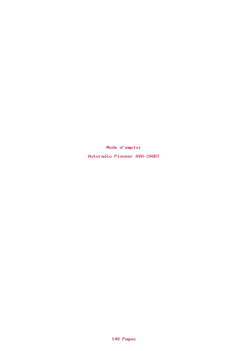 Page 1 de la notice Mode d'emploi Pioneer AVH-280BT