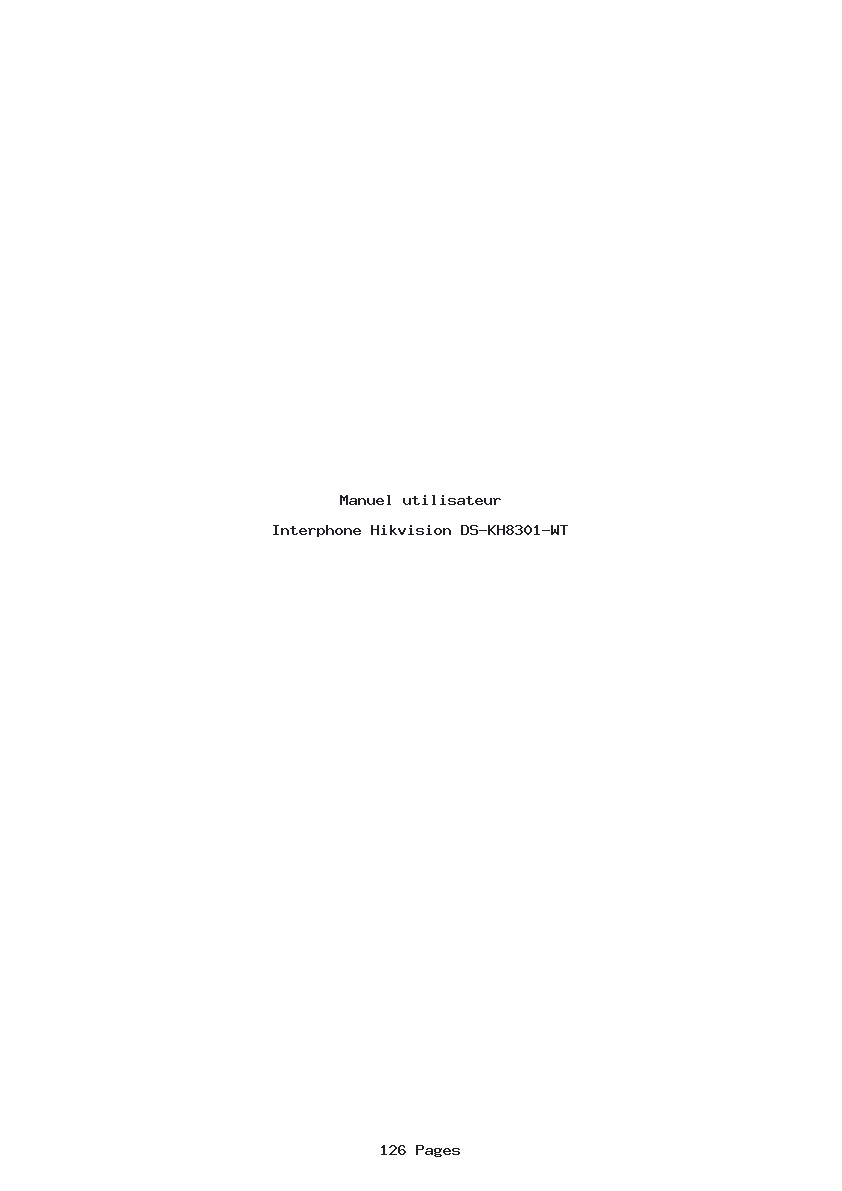 Page 1 de la notice Manuel utilisateur Hikvision DS-KH8301-WT