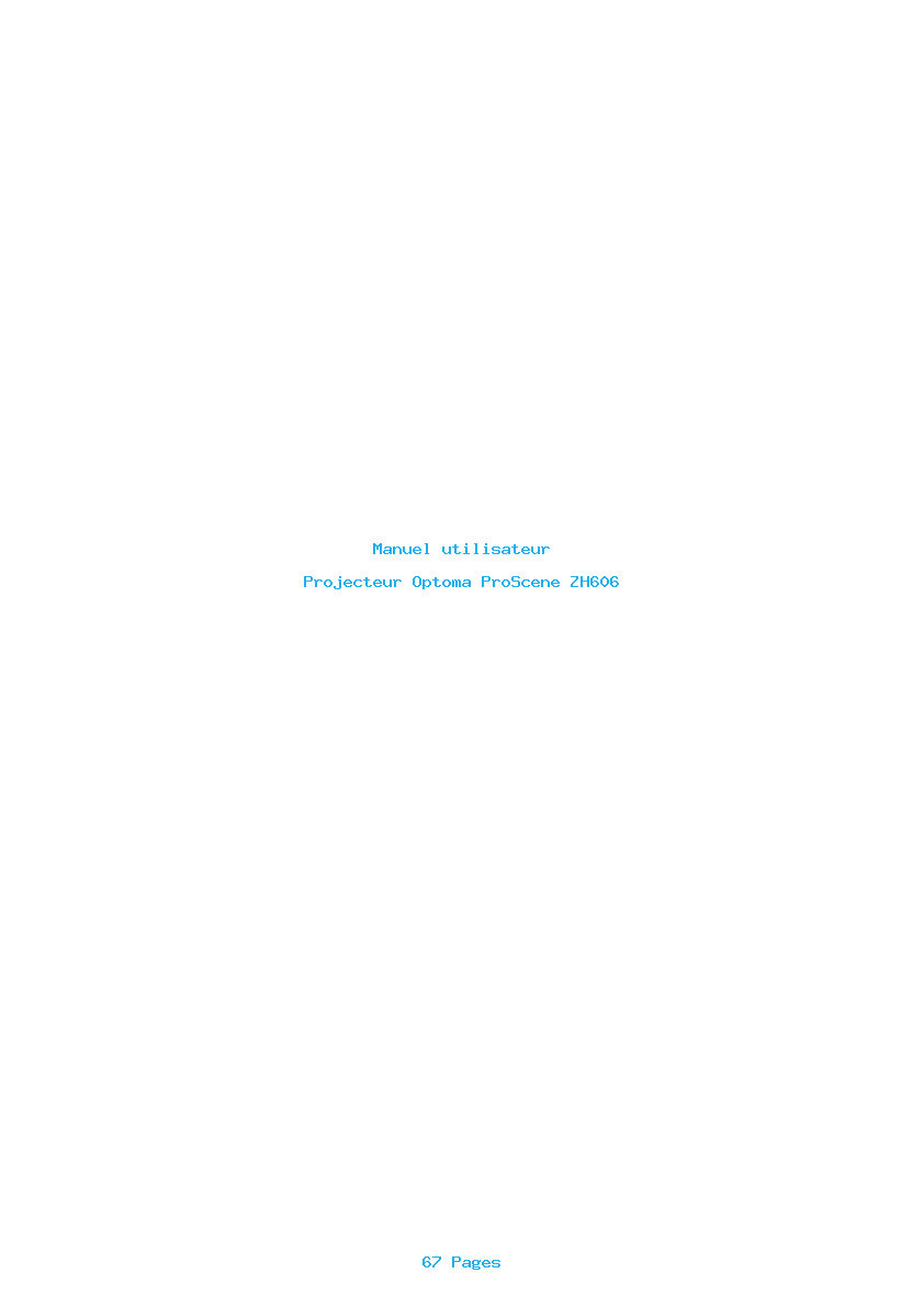 Page 1 de la notice Manuel utilisateur Optoma ProScene ZH606