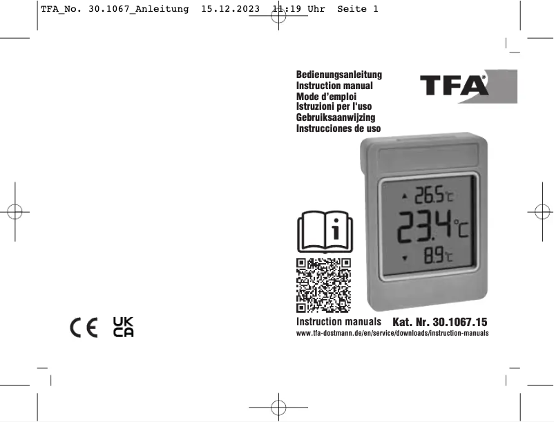 Page 1 de la notice Manuel utilisateur TFA WINDOO 30.1067.15