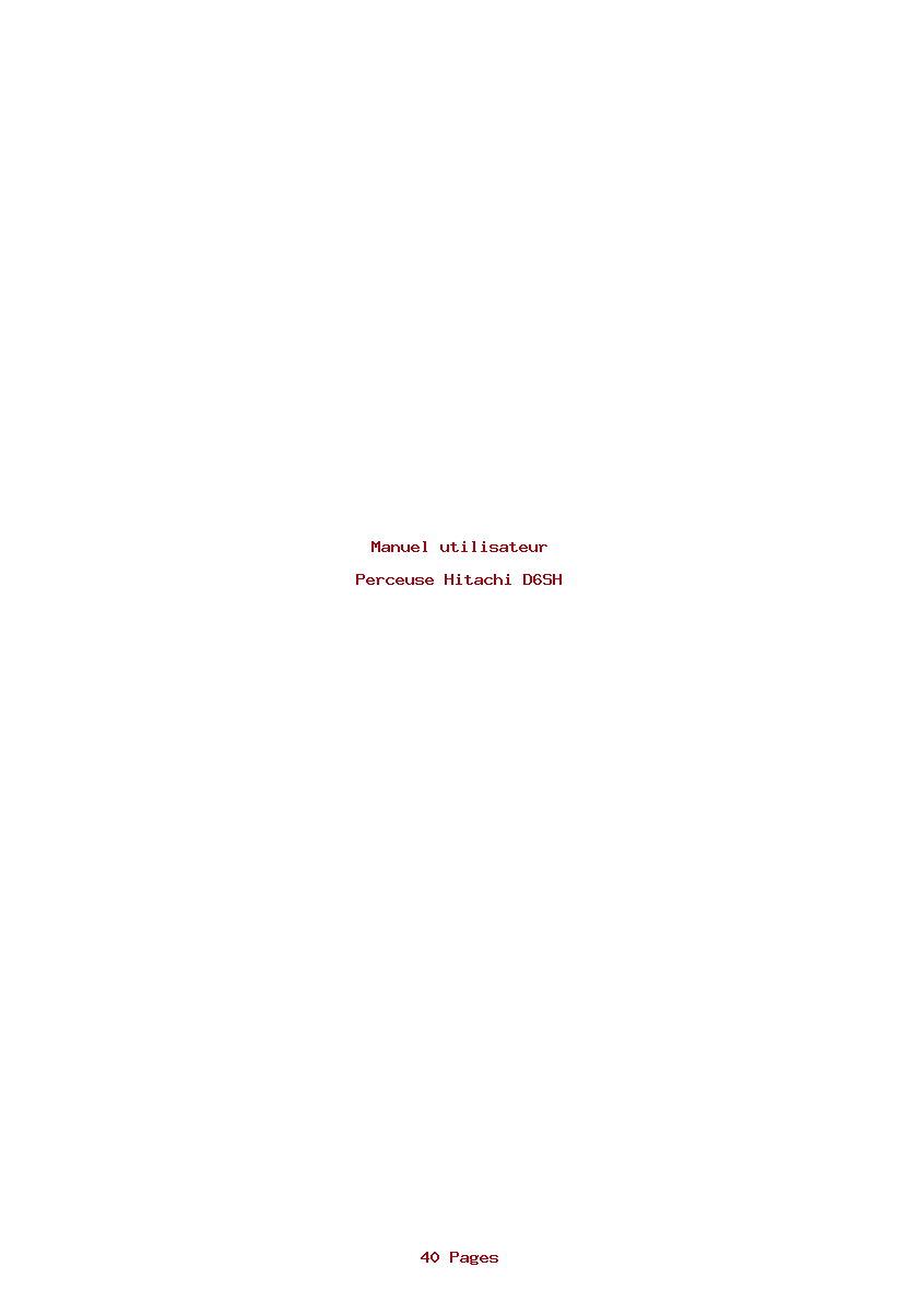 Page 1 de la notice Manuel utilisateur Hitachi D6SH