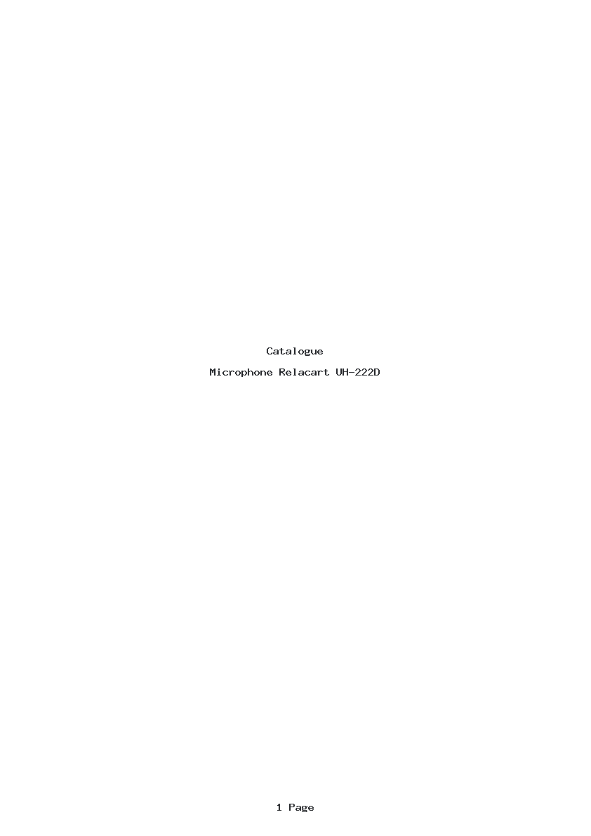 Page 1 de la notice Catalogue Relacart UH-222D