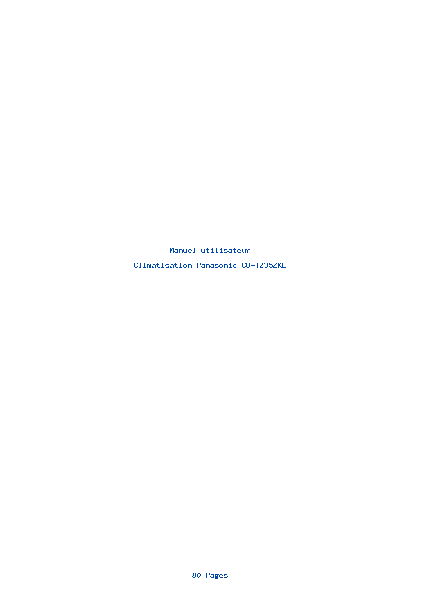 Page 1 de la notice Manuel utilisateur Panasonic CU-TZ35ZKE
