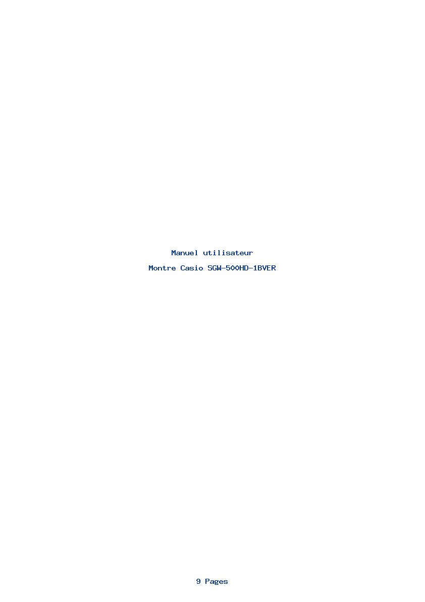 Page 1 de la notice Manuel utilisateur Casio SGW-500HD-1BVER