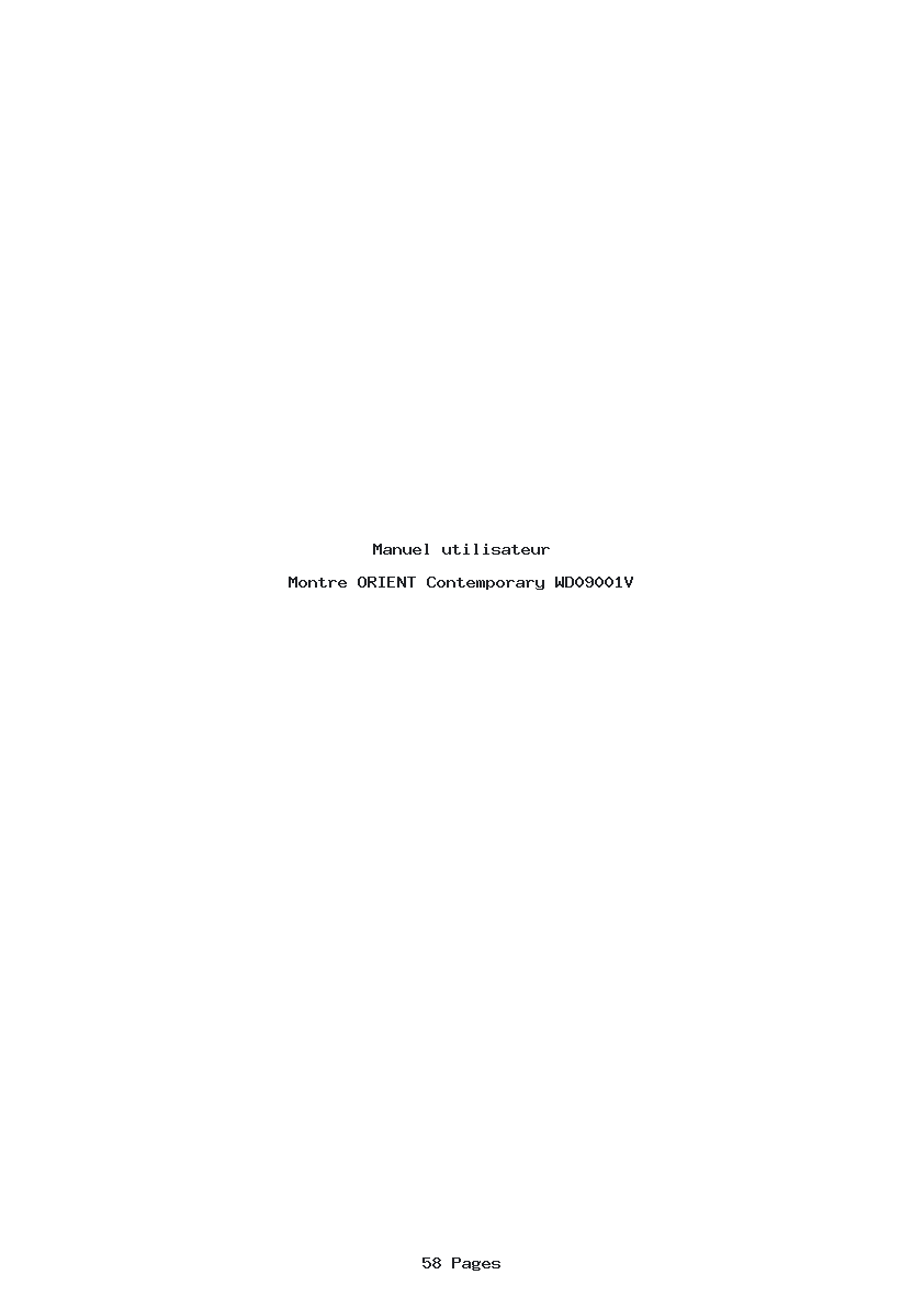 Page 1 de la notice Manuel utilisateur ORIENT Contemporary WD09001V