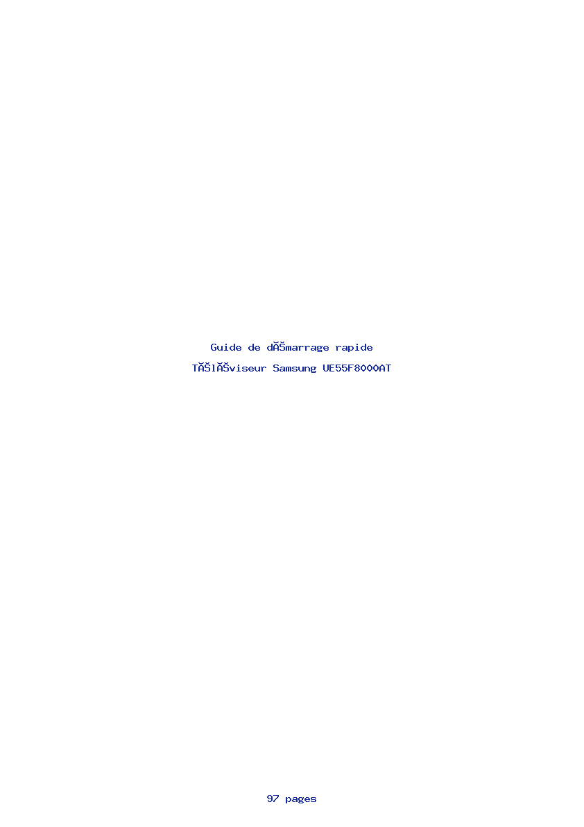 Page 1 de la notice Guide de démarrage rapide Samsung UE55F8000AT