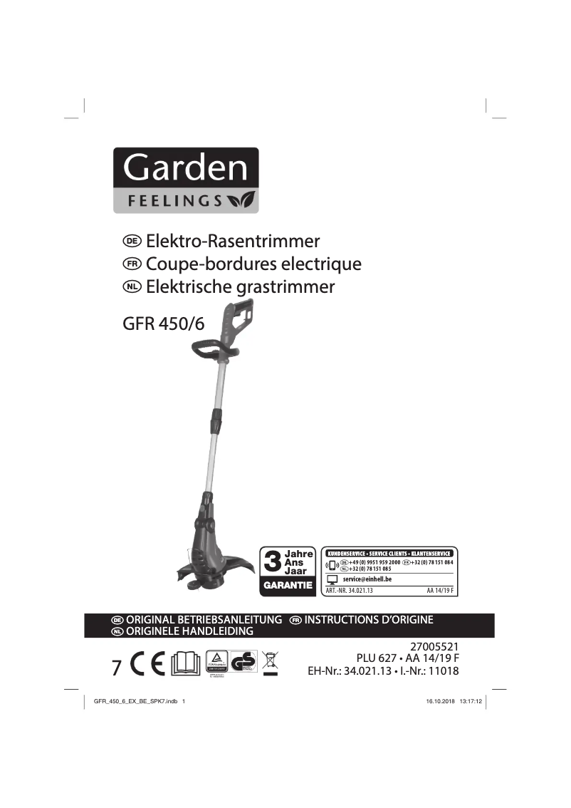 Page 1 de la notice Manuel utilisateur Garden Feelings GFR 450/6