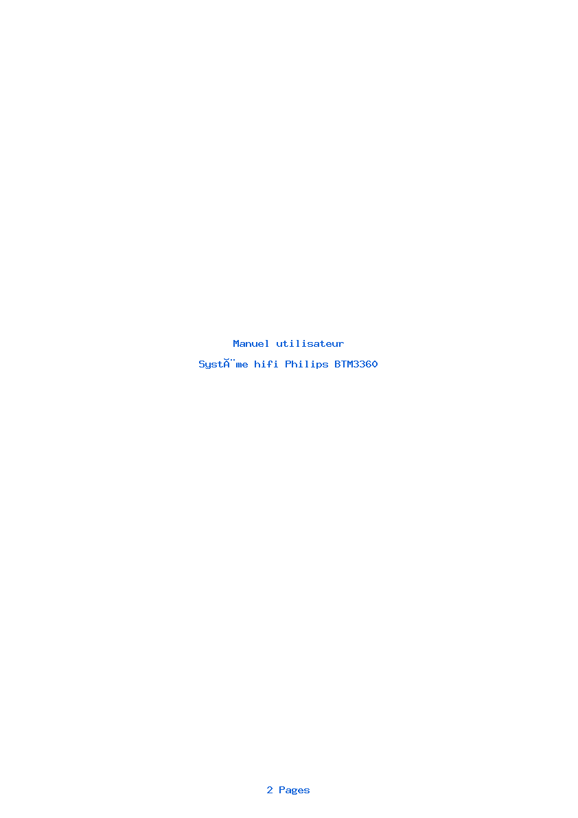 Page 1 de la notice Manuel utilisateur Philips BTM3360