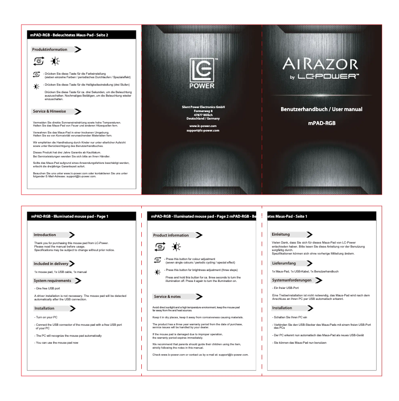 Page 1 de la notice Manuel utilisateur LC-Power mPAD-RGB